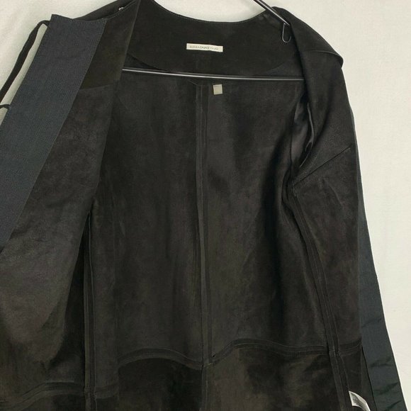 Alexa Chung x AG Walker Coat Embroidered Suede Leather Black XS - Picture 8 of 13